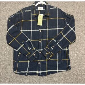 Goodfellow & Co Men's Flannel Heavy Weight Button Up Navy Blue Large